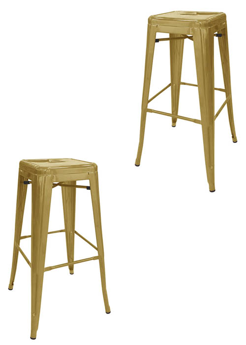 Set Taburete Alto Tolix x2 SP Tono Dorado