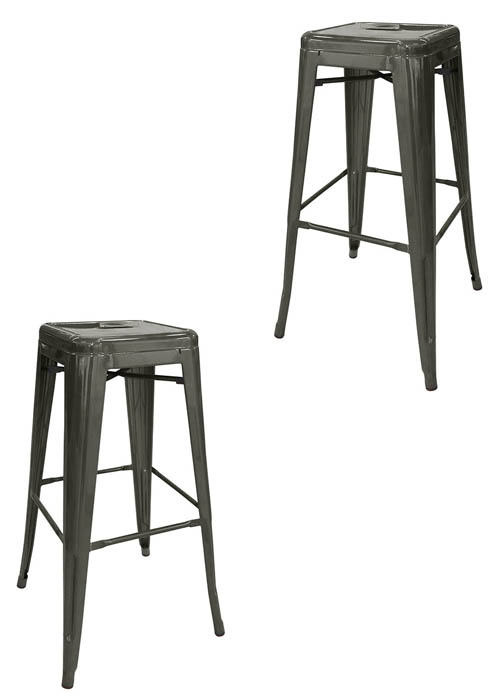 Set Taburete Alto Tolix x2 SP Tono Gris Grafito