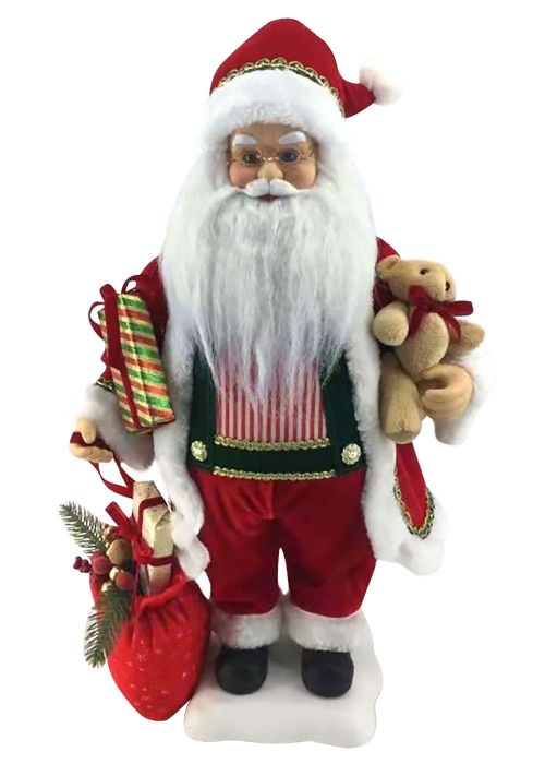 Papá Noel Chaleco Rayado & Saco Rojo 64cm Rojo