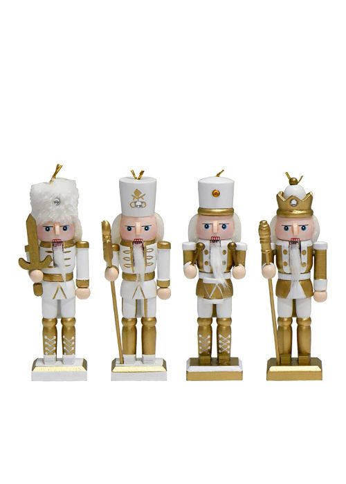 Cascanueces Blanco y Dorado 13 cm Madera