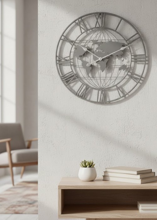 Reloj de pared Mapamundi calado 50 cm Neutro