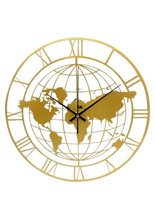 Reloj de pared Mapamundi calado 50 cm Dorado