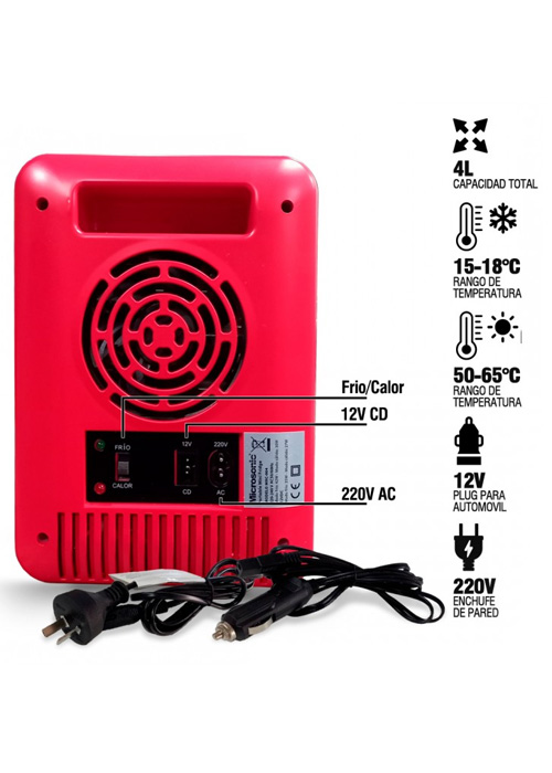 CONSERVADORA PORTABLE FRIO-CALOR 4 LITROS ROJA Rojo