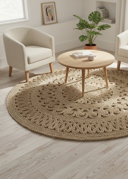 Alfombra artesanal Oval Yute Neutro