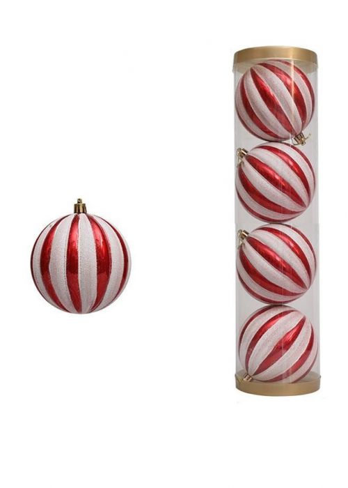 Set de 4 Esferas Rojas y Blancas 12ZDC4-D23B Rojo y Blanco