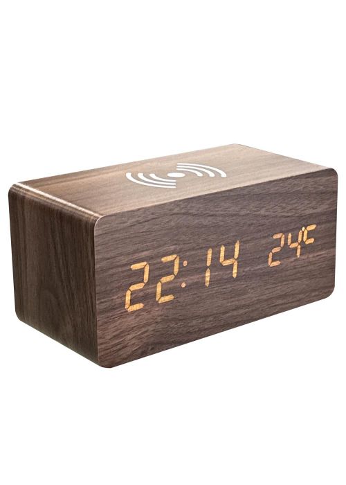 Reloj despertador Digital Led Madera Marron
