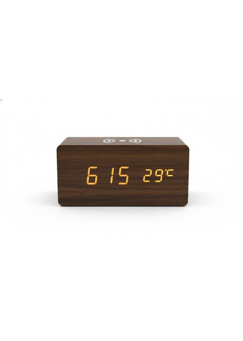 Reloj despertador Digital Led Madera Neutro