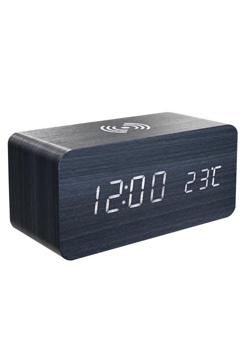 Reloj despertador Digital Led Madera Negro