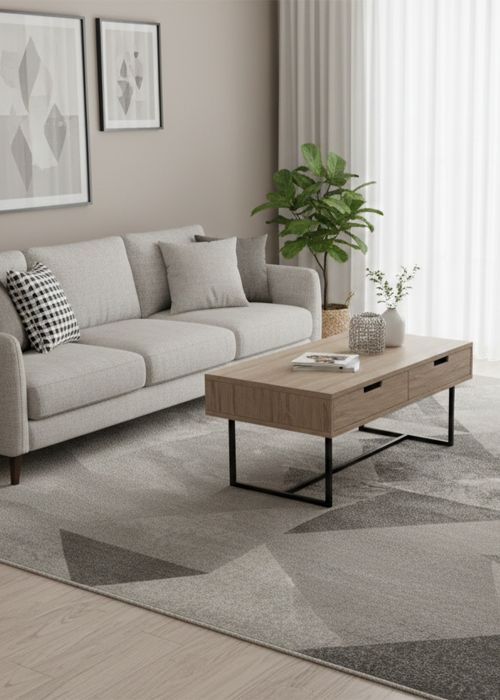 Alfombra Geométrica Triángulos 160 cm Neutro