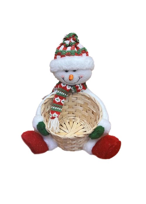 Muñeco de nieve sentado con canasta Multicolor