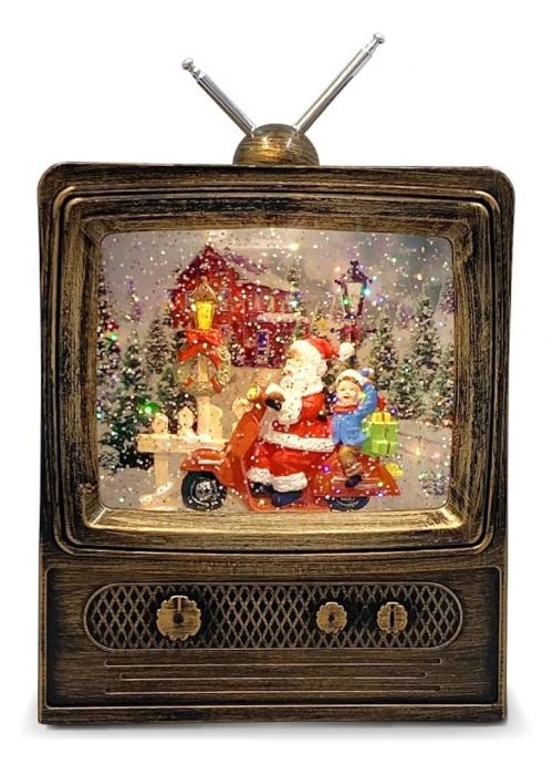 Tv Retro Navideña Marrón Multicolor