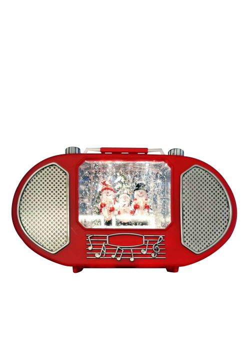 Radio Navideña Muñeco de Nieve Rojo