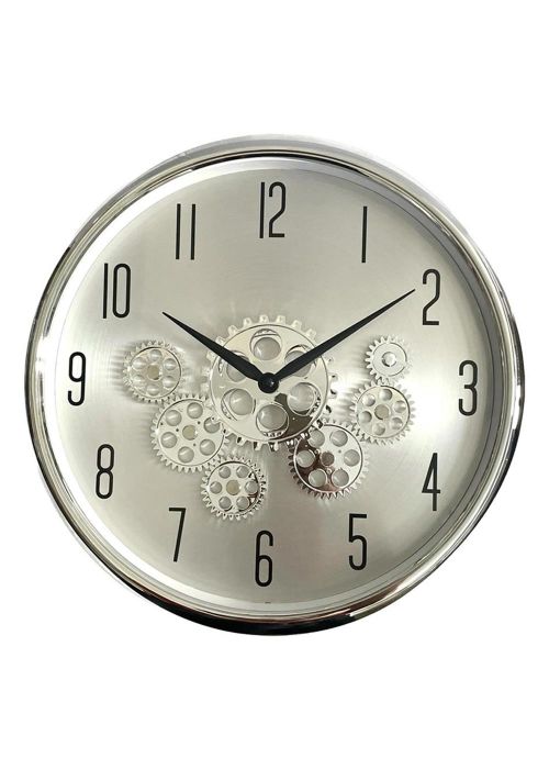 Reloj de pared engranajes Plateado