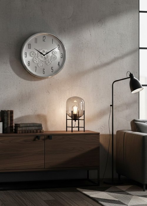 Reloj de pared engranajes Plateado Neutro
