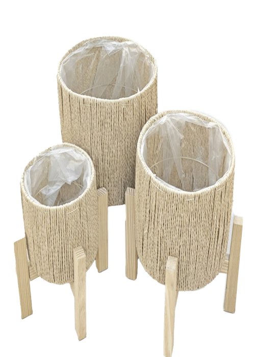 Set de 3 Macetas decorativas fibras Neutro