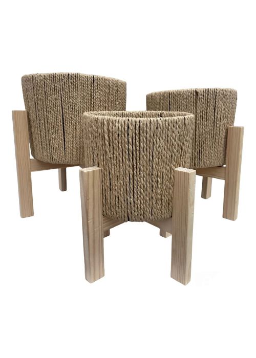 Set de 3 Macetas decorativas fibras Neutro