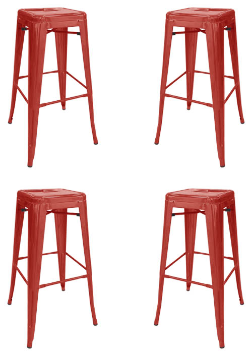 Set Taburete Alto Tolix SP x4 Tono Rojo