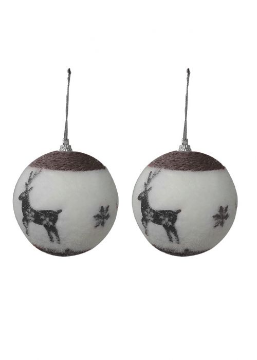 Set de 2 Esferas Navideñas Terciopelo Gris