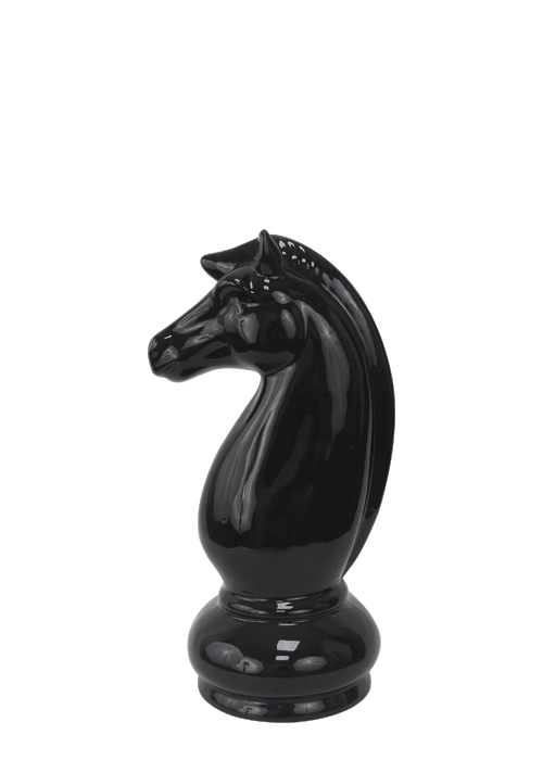 Pieza de ajedrez cerámica Caballo negro