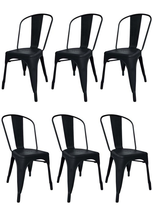 Sillas Tolix x6 Tono Negro Mate
