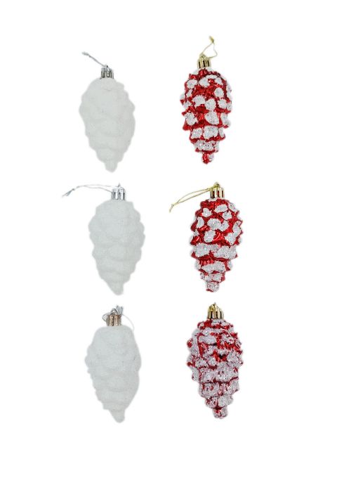 Set de 6 Piñas Rojas y Blancas Rojo y Blanco