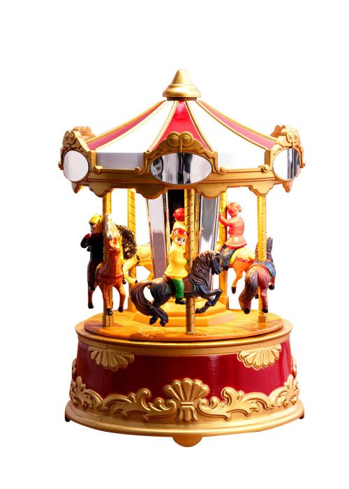 Carrusel Navideño Mini LED 15x10cm Dorado