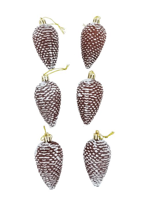 Set de 6 adornos piñas Marron
