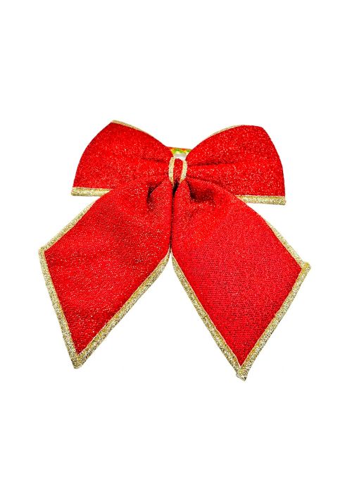 Moño Navideño Rojo con Brillo Rojo