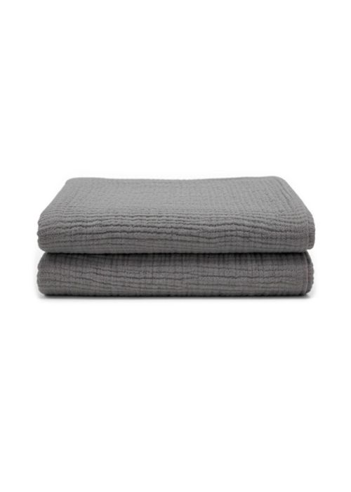 Manta Pie de Cama Gasa Doble Texturada 120x280 Gris