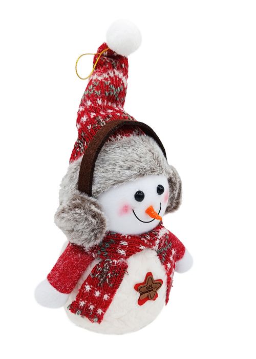 Muñeco de Nieve con Gorro Rojo 16 cm Rojo