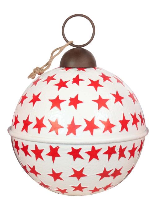 Esfera Metálica XL Blanca con Estrellas Rojas