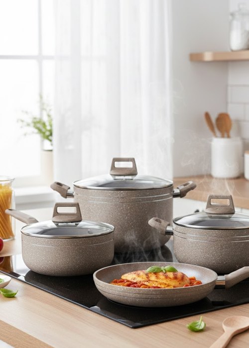 Set de bateria cocina 7 Piezas Beige Neutro