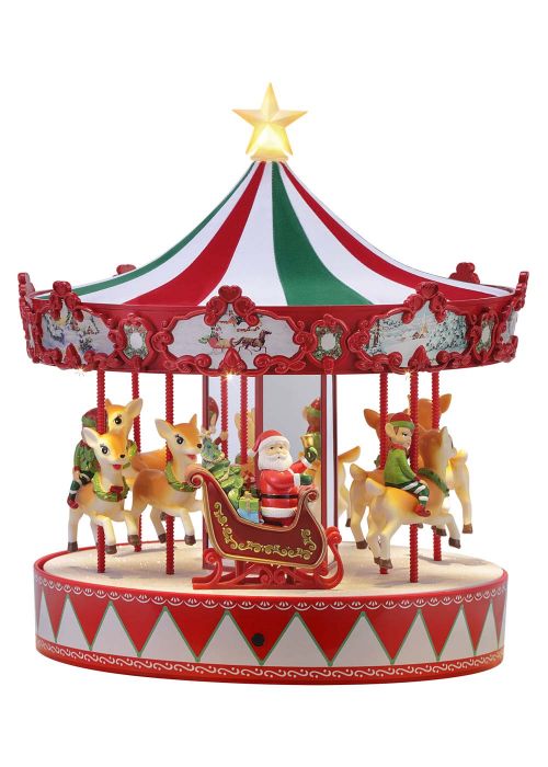 Carrusel Navideño Santa & Renos LED Musical Multicolor