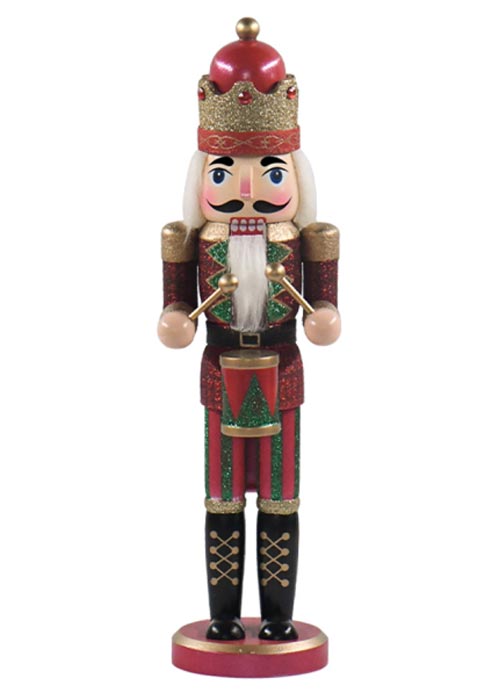 Muñeco Cascanueces Tambor Corona Roja 37cm Rojo