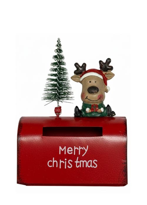 Adorno Buzón con Reno Rojo