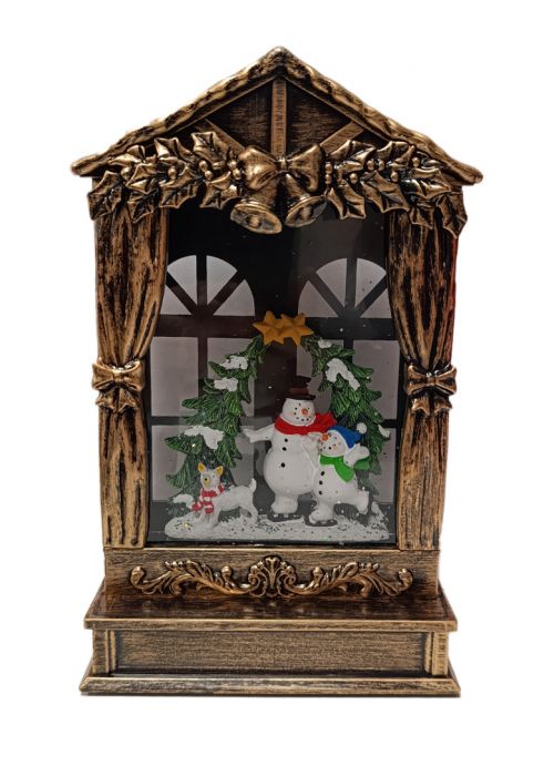 Ventana Invernal LED Muñecos de Nieve Marron