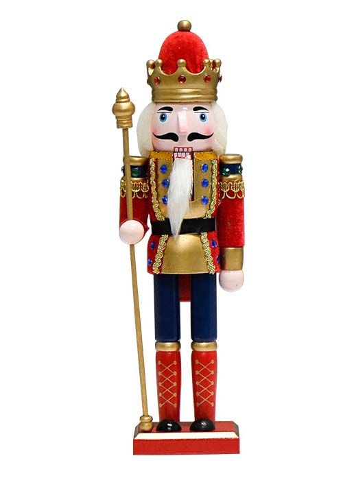 Muñeco Cascanueces Rey Rojo y Dorado 30cm Rojo