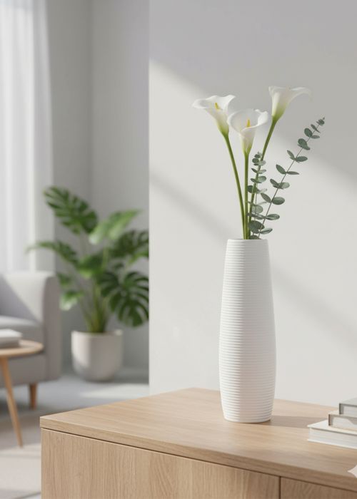 Florero Acanalado Alto Neutro