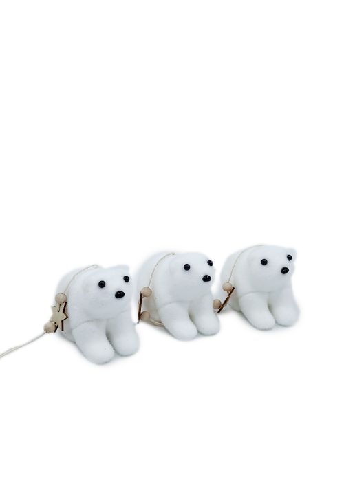 Set de 3 Ositos Polares Colgantes Blanco