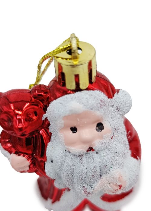 Set de 3 Adornos Casitas con Papá Noel Rojo