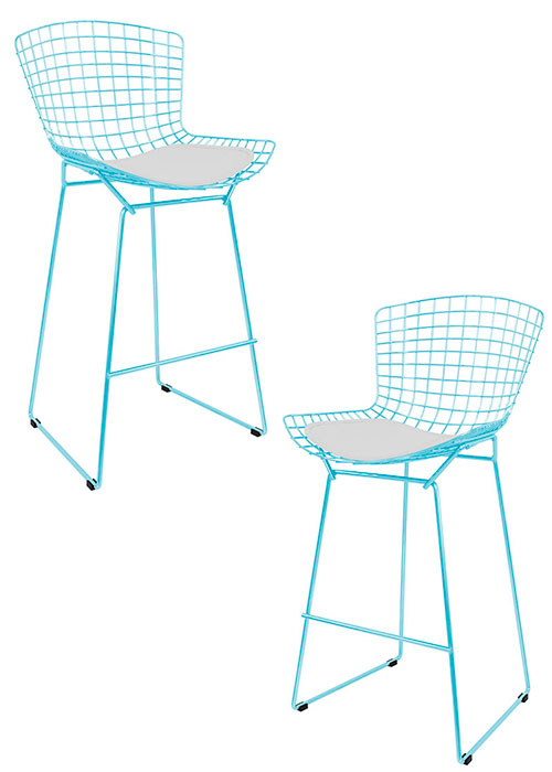 Set Taburete Bertoia Pintado x2 Tono Celeste