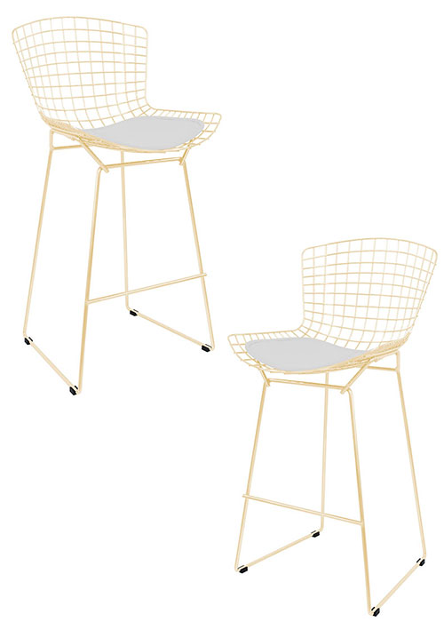 Set Taburete Bertoia Pintado x2 Tono Crema