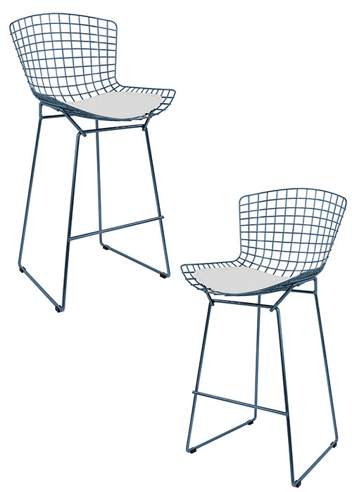 Set Taburete Bertoia Pintado x2 Tono Gris Azulado