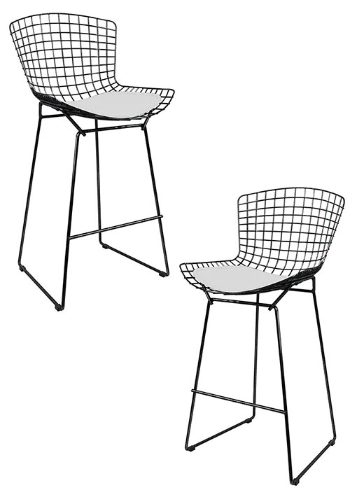 Set Taburete Bertoia Pintado x2 Tono Negro Microtexturado