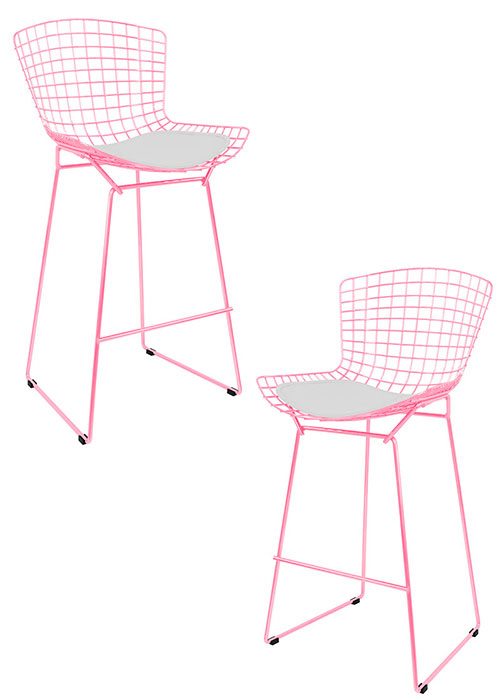 Set Taburete Bertoia Pintado x2 Tono Rosa