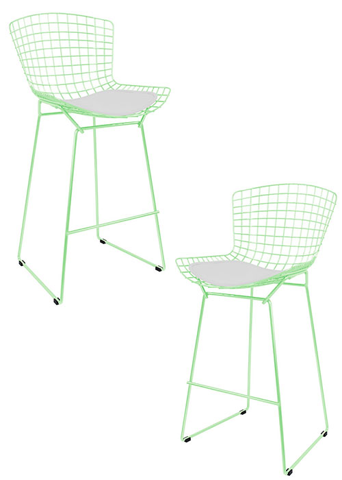 Set Taburete Bertoia Pintado x2 Tono Verde Agua