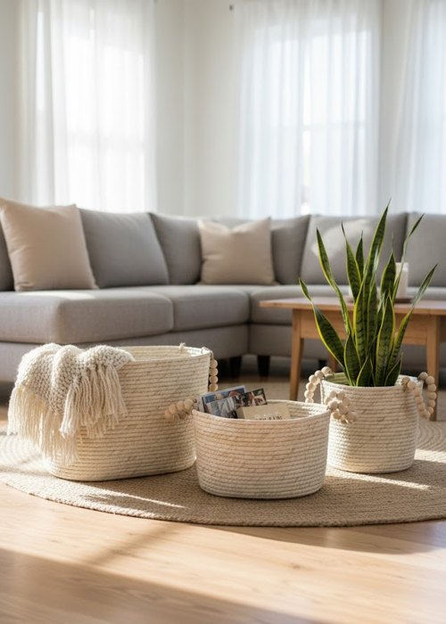 Set de 3 Canastos perlas Neutro