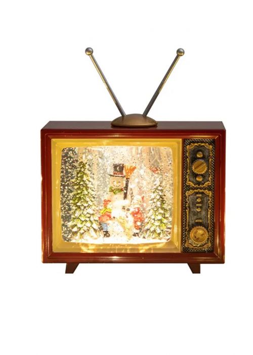 TV Retro Muñeco de Nieve LED Marron