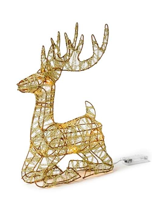 Figura Reno Luminoso 37x26cm Dorado