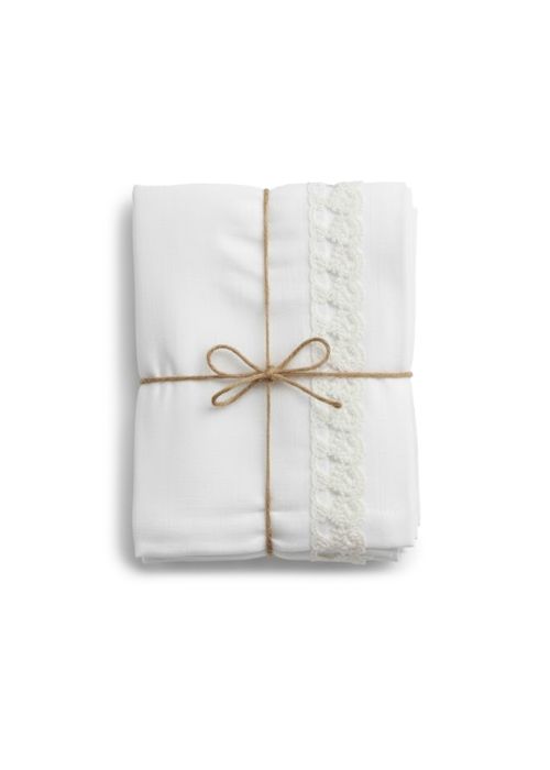 Mantel Tusor Bordado 2.20 x 1.50 Mts Blanco